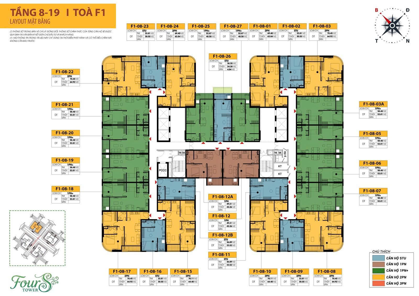 Mặt bằng Tầng 8-19 Tòa F1