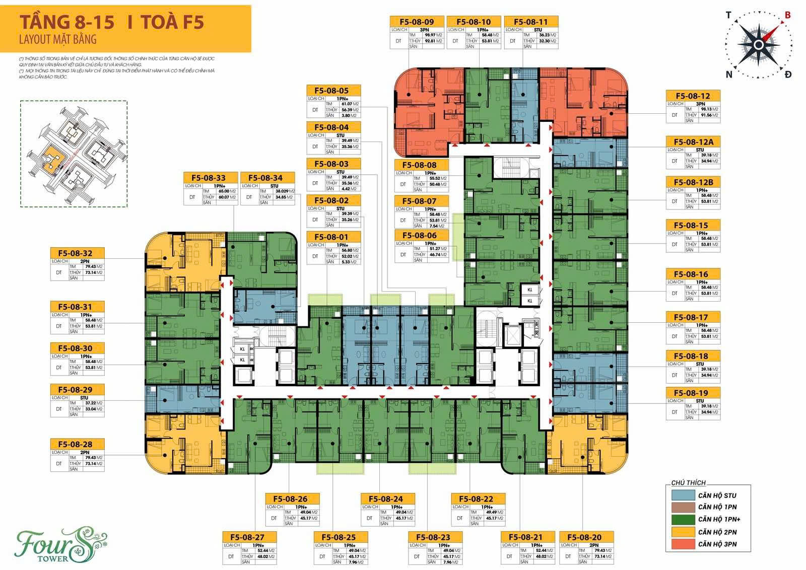 Mặt bằng Tầng 8-15 Tòa F5